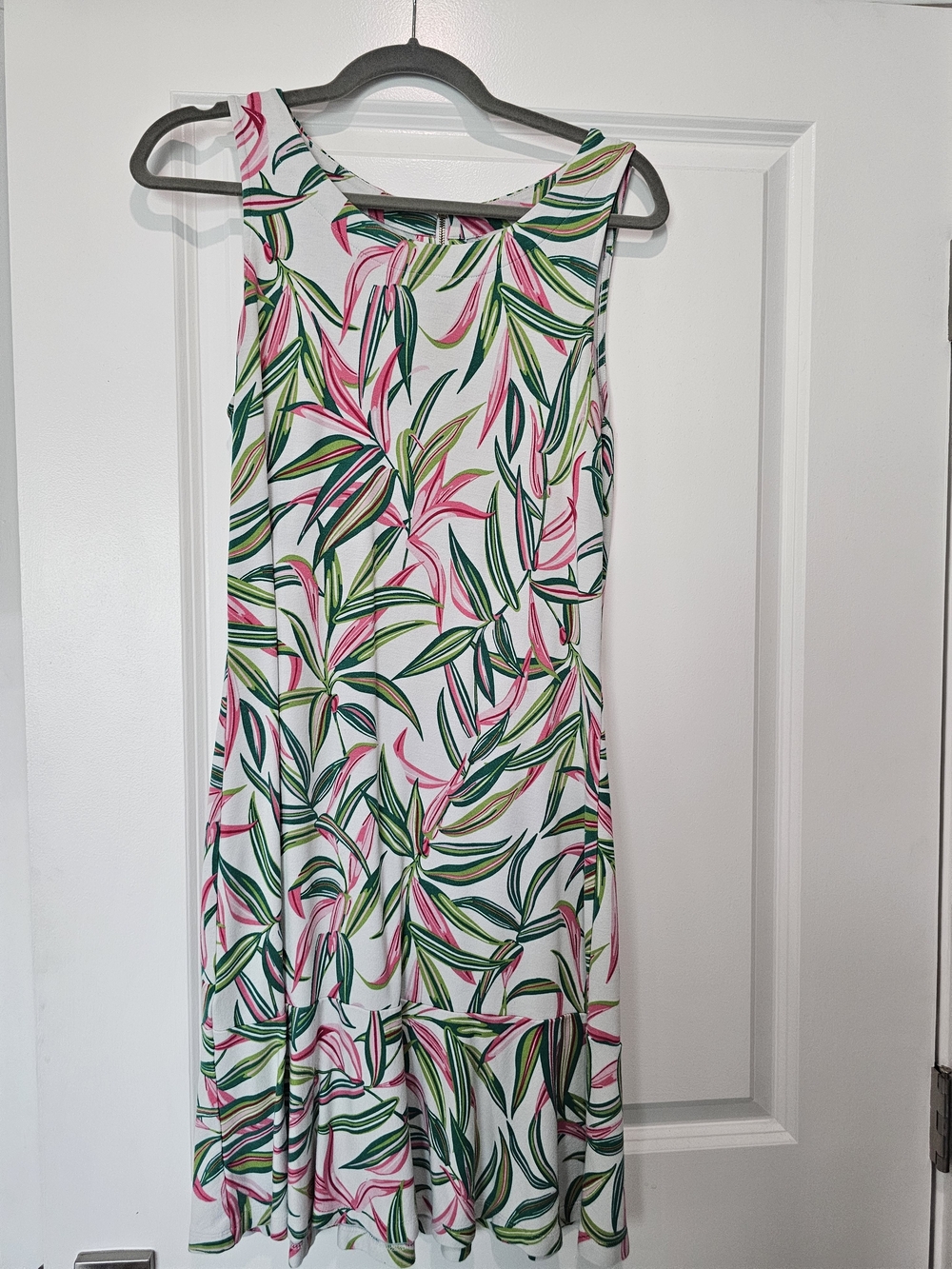 Tommy Bahama Floral Leaf Print Sleeveless Summer Dress - White & Pink